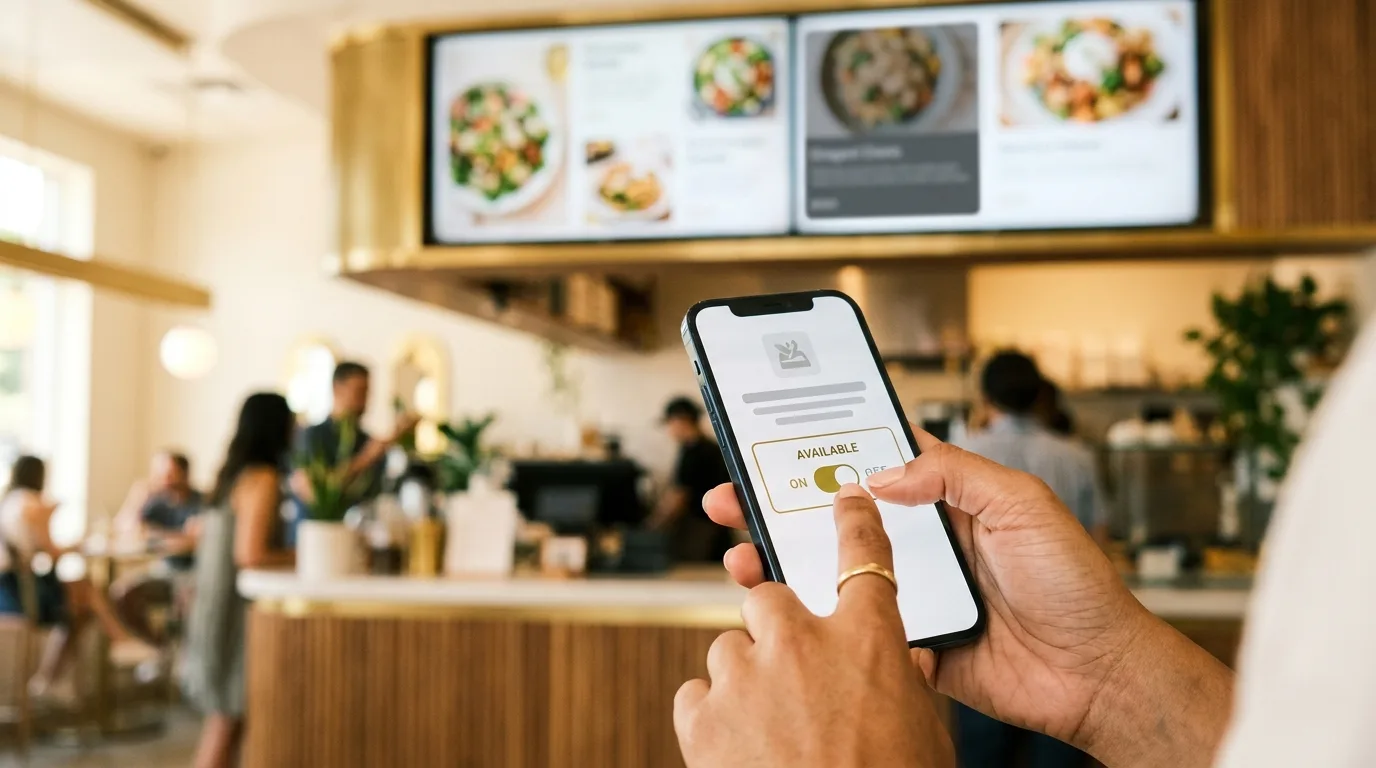 Marking a dish as sold out from a phone